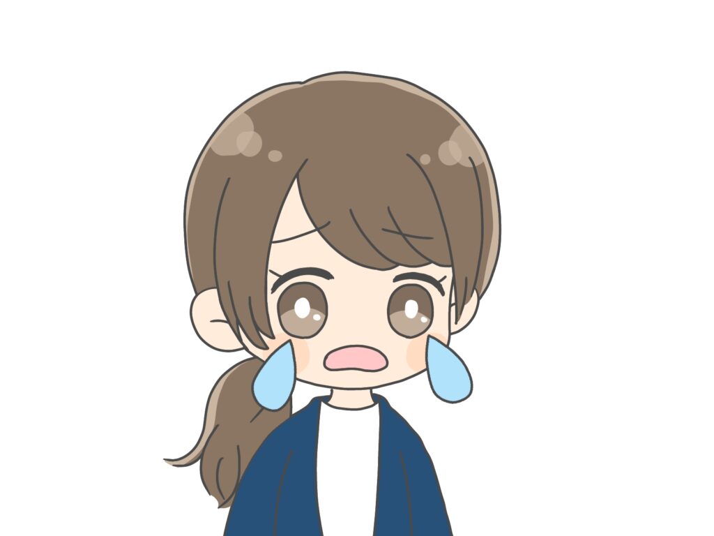 彼氏が結婚をしていて、子供がいたことを黙っていて、後にプロポーズをされて、困惑して泣いているはるちゃんの絵